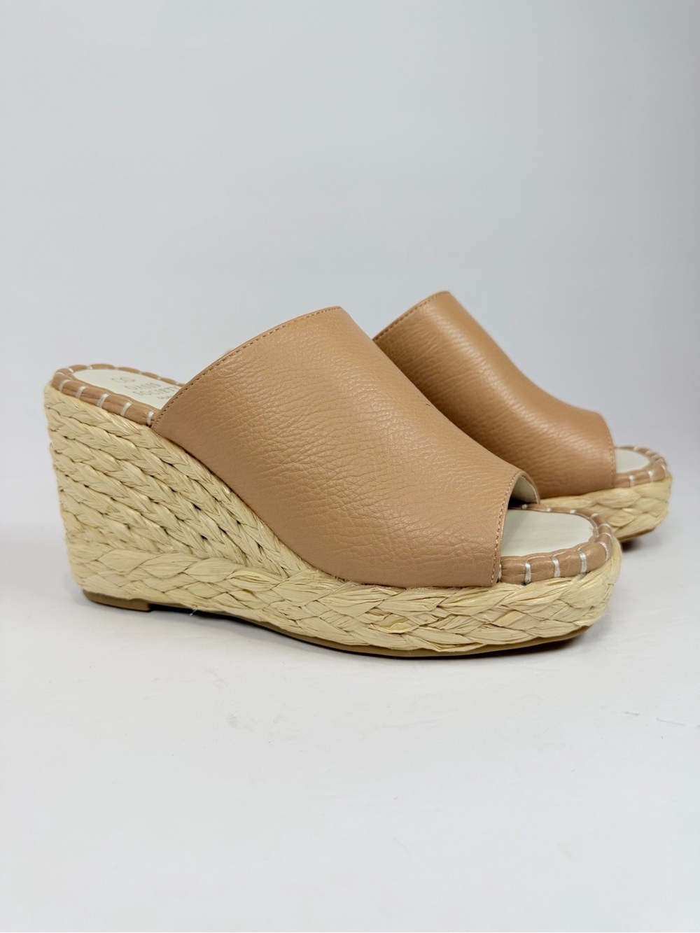 Oasis Society Neutral Tan Espadrille Wedge Slide - Comfy Platform Sandals 8.5